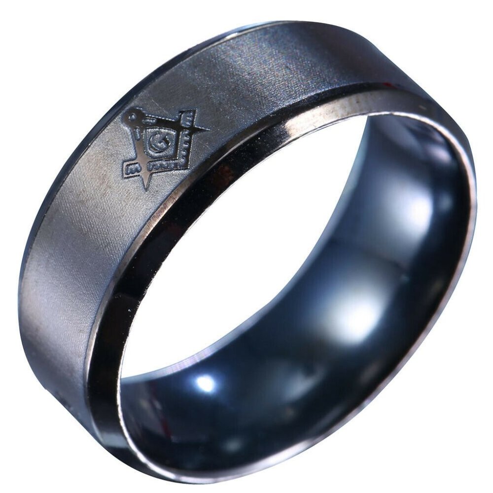 Stainless Steel Black Masons Masonic Ring Size 11